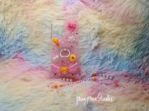 Decoden Handyhülle in Rosa im Magical Girl Lolita Thema und Handyring