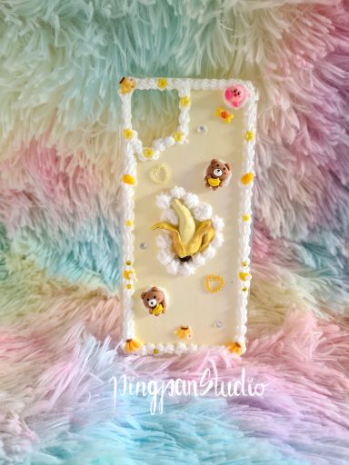 Flache Decoden Handyhülle in Geld und Weiß mit Bananen und Bärchen